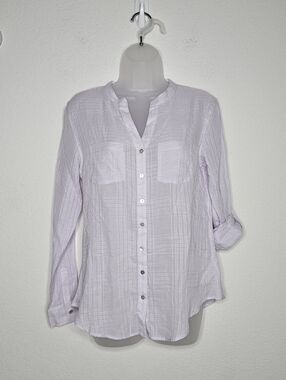 Carve Designs Organic Cotton Gauze Button Front Blouse Lavender Size Small NWOT